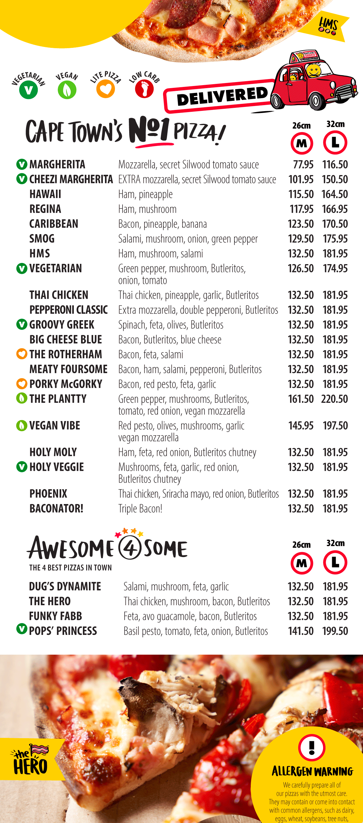 Butler's Pizza Menu - Cape Town's No.1 Pizza!