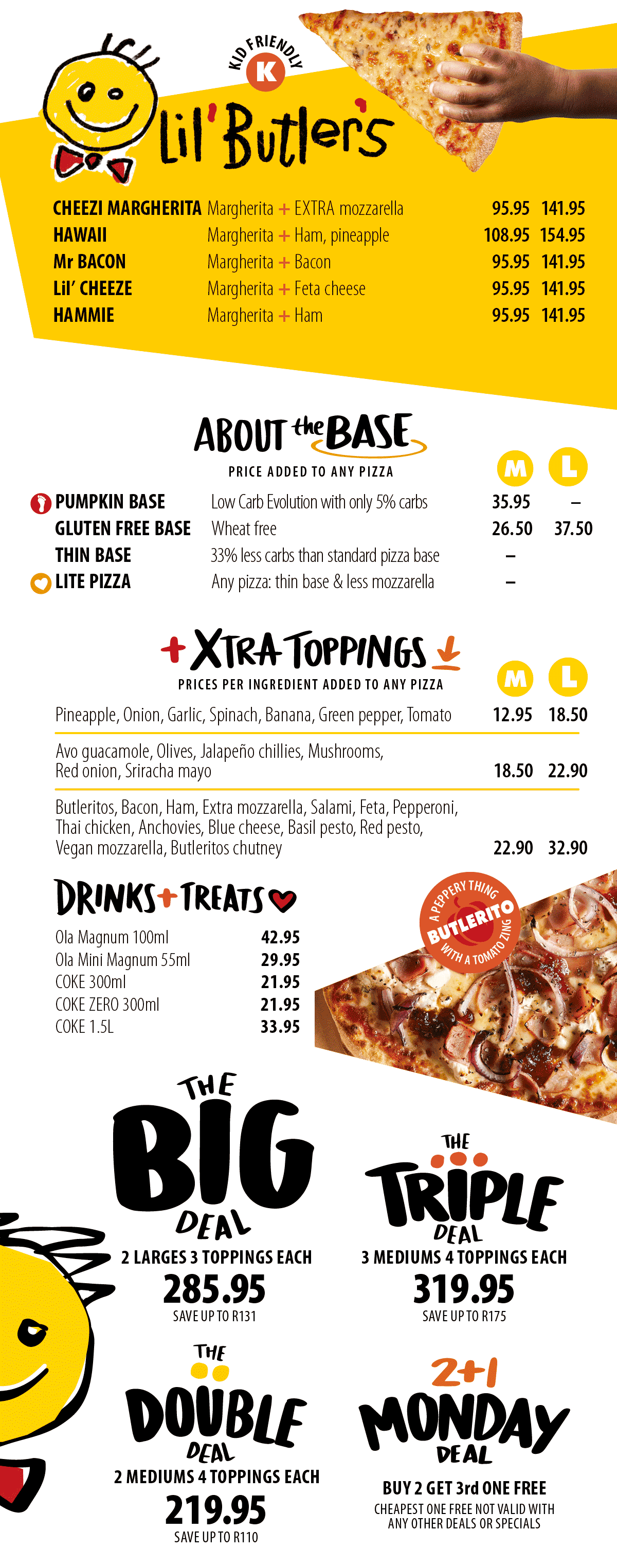 Butler's Pizza Menu - Cape Town's No.1 Pizza!